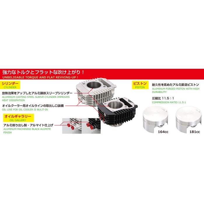 181cc NEO ボアアップKIT 181cc/ブラック グロム(JC61/JC75