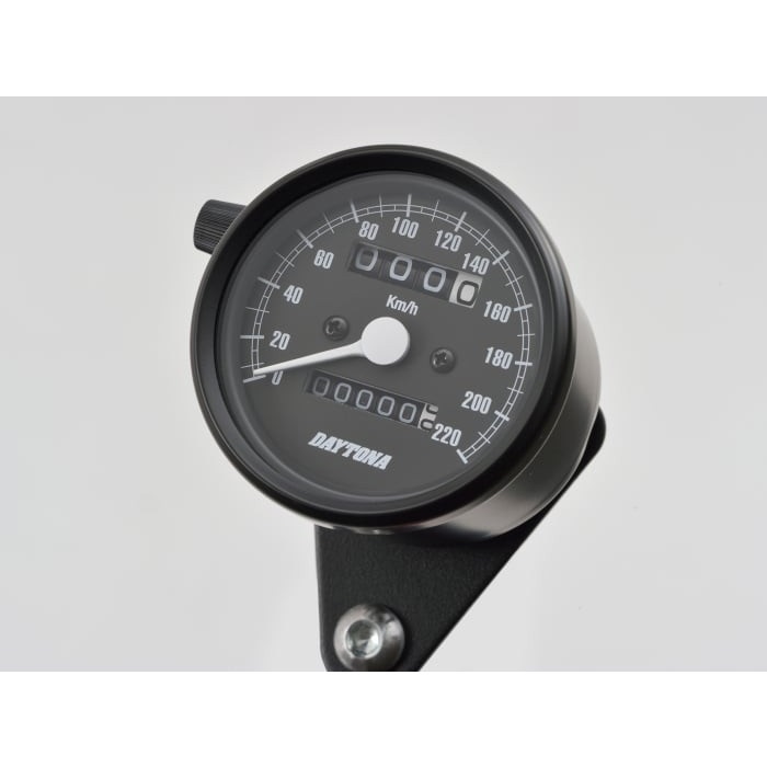 機械式スピードメーター Φ60 ホワイトLED照明 220km / h ブラック