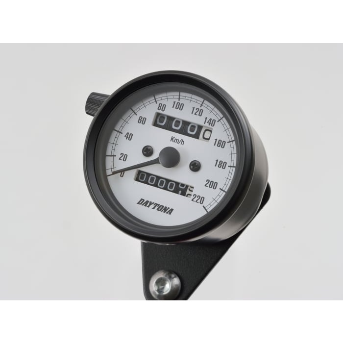 機械式スピードメーター Φ60 ホワイトLED照明 220km / h ブラック