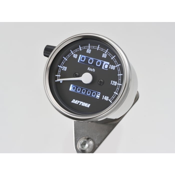 機械式スピードメーター Φ60 ホワイトLED照明 140km / h ステンレス