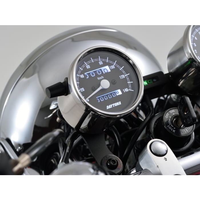 機械式スピードメーター Φ60 ホワイトLED照明 140km / h ステンレス