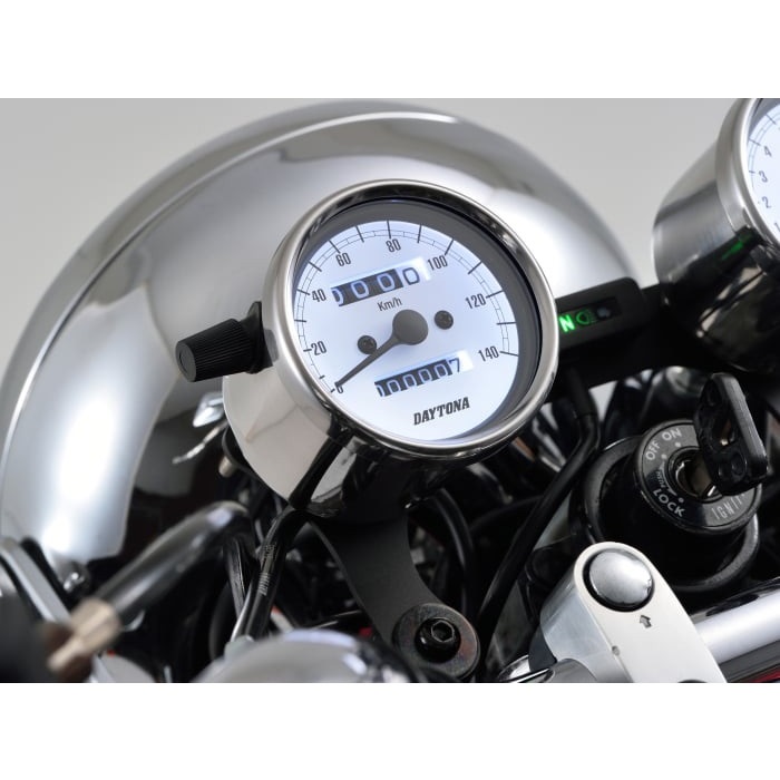 【ホワイトストーン】イーハトーブ　NIPPON-SEKI スピードメーター 機械式スピードメーター Φ60 ホワイトLED照明 140km / h ステンレス