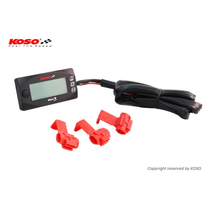 KOSO Mini 3 meter デジタルメーター　ホンダ用取付カプラセット KOSO Mini3デジタル 【外気温/電圧/時計】｜水温計・油温計・圧力計