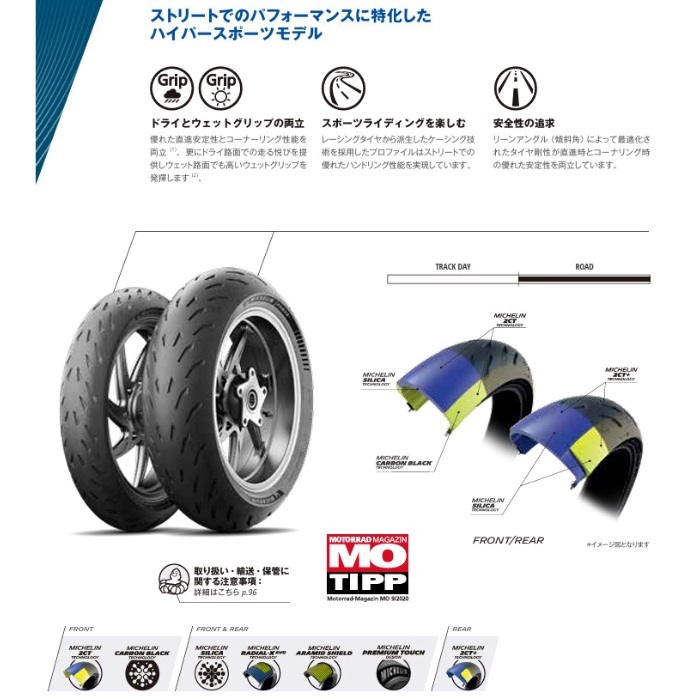 POWER 5：パワーファイブ 120/70ZR17+180/55ZR17 前後セットタイヤ