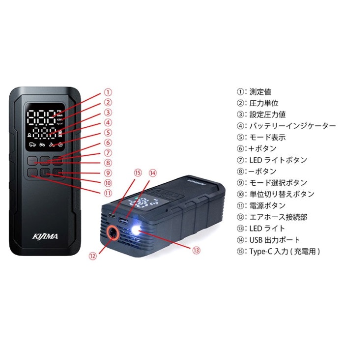 スマートエアポンプ JP03 3×2000mAh/11.1V 米・英・仏式バルブ他